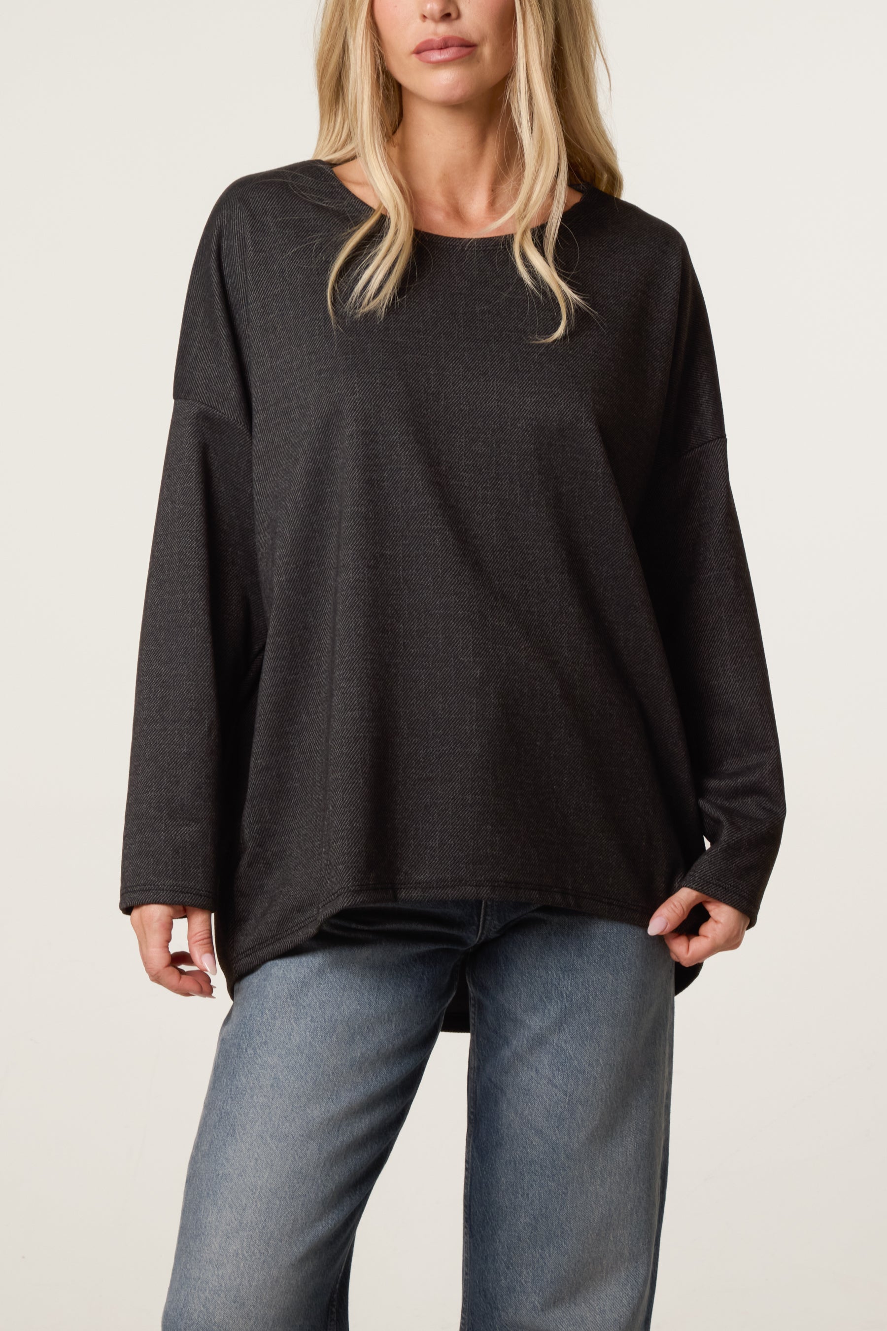 Draped Dip Hem Jumper