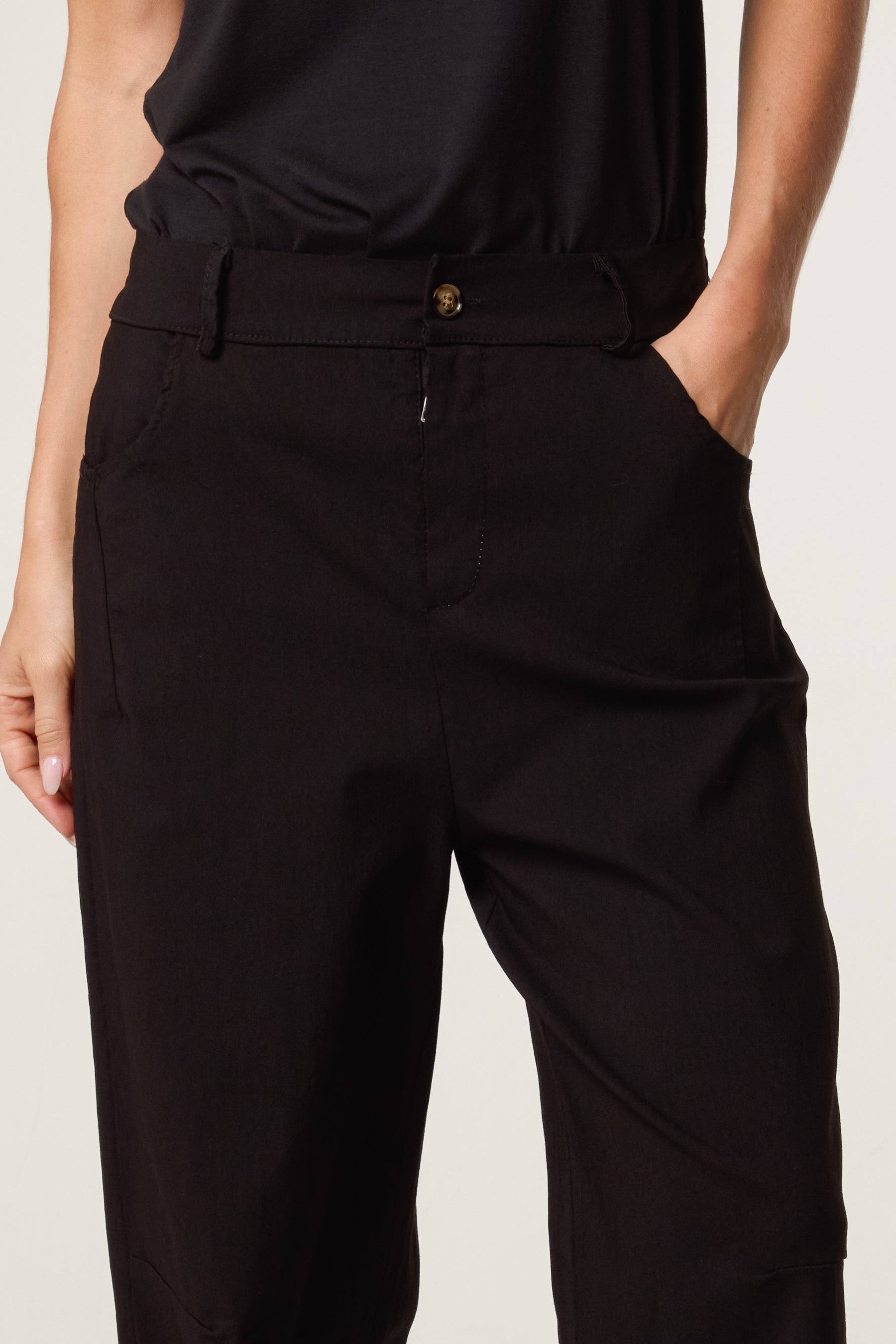 Barrel Leg Button Up Trousers