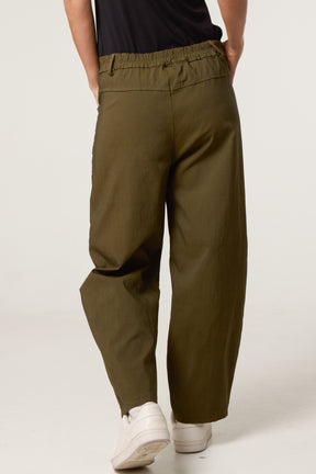 Barrel Leg Button Up Trousers