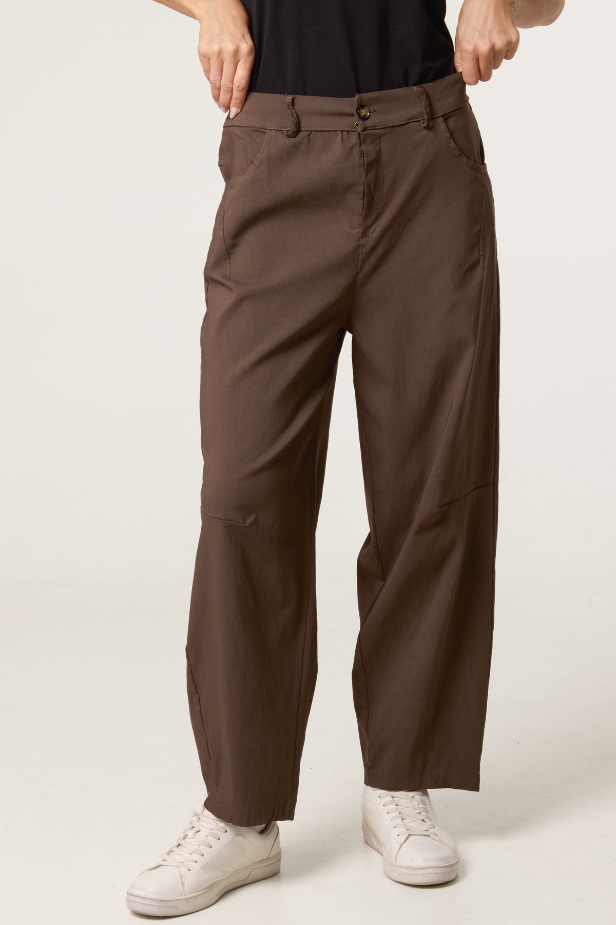 Barrel Leg Button Up Trousers