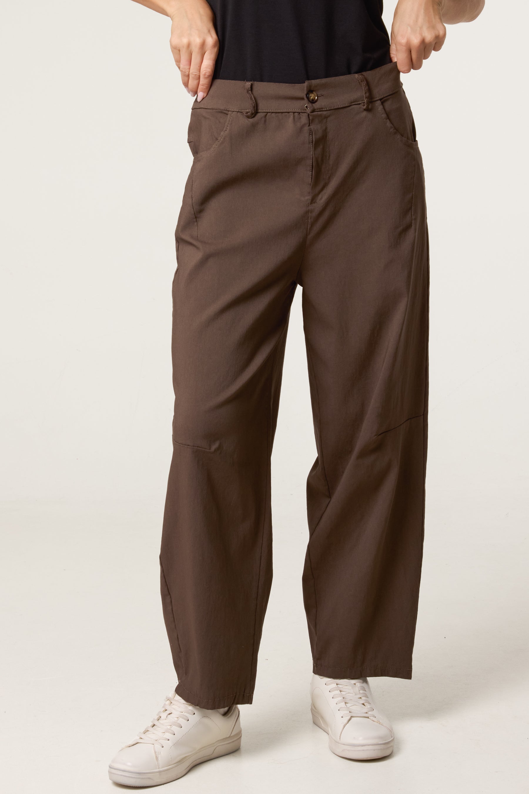 Barrel Leg Button Up Trousers
