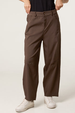 Barrel Leg Button Up Trousers