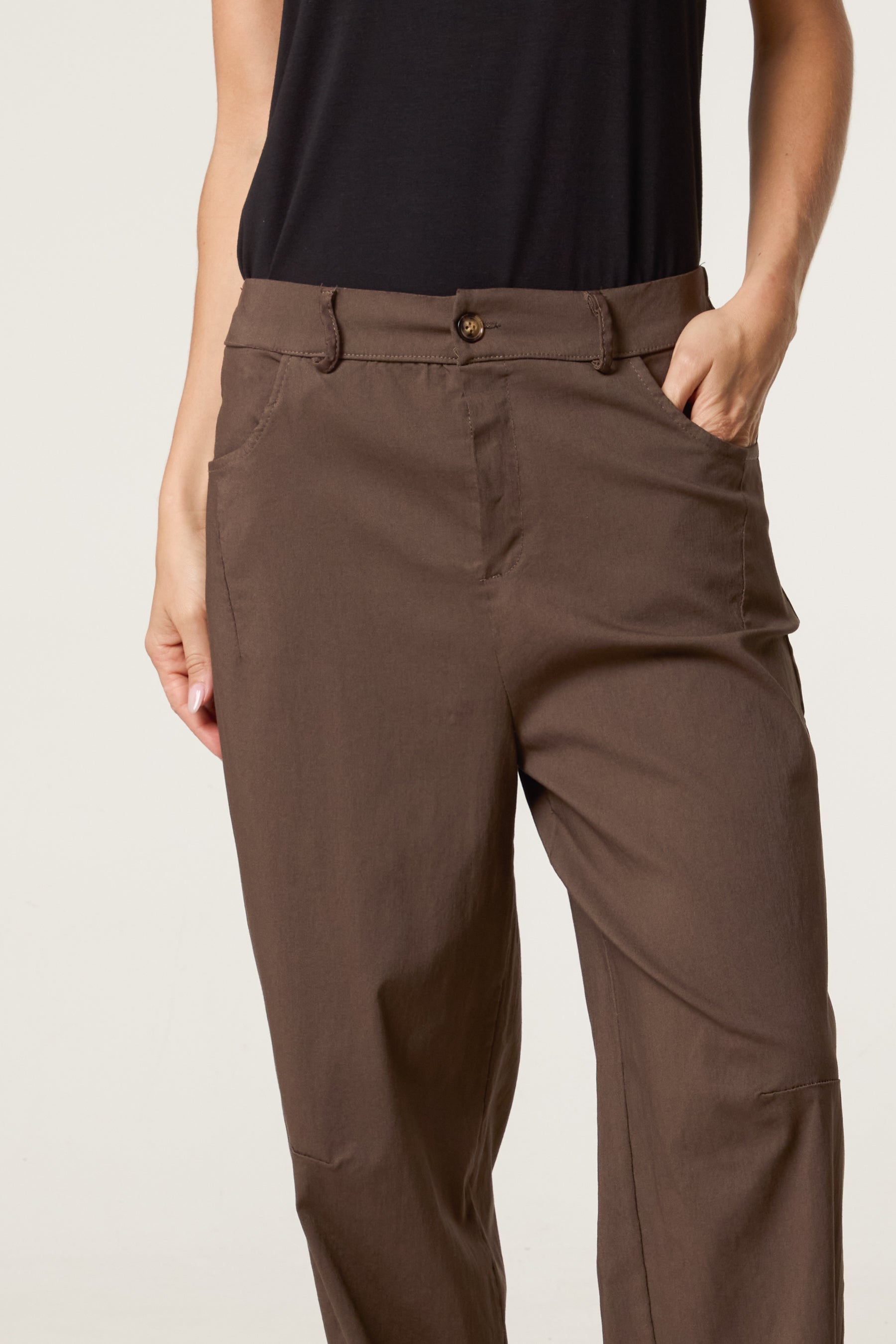 Barrel Leg Button Up Trousers