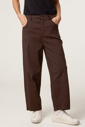 Barrel Leg Button Up Trousers