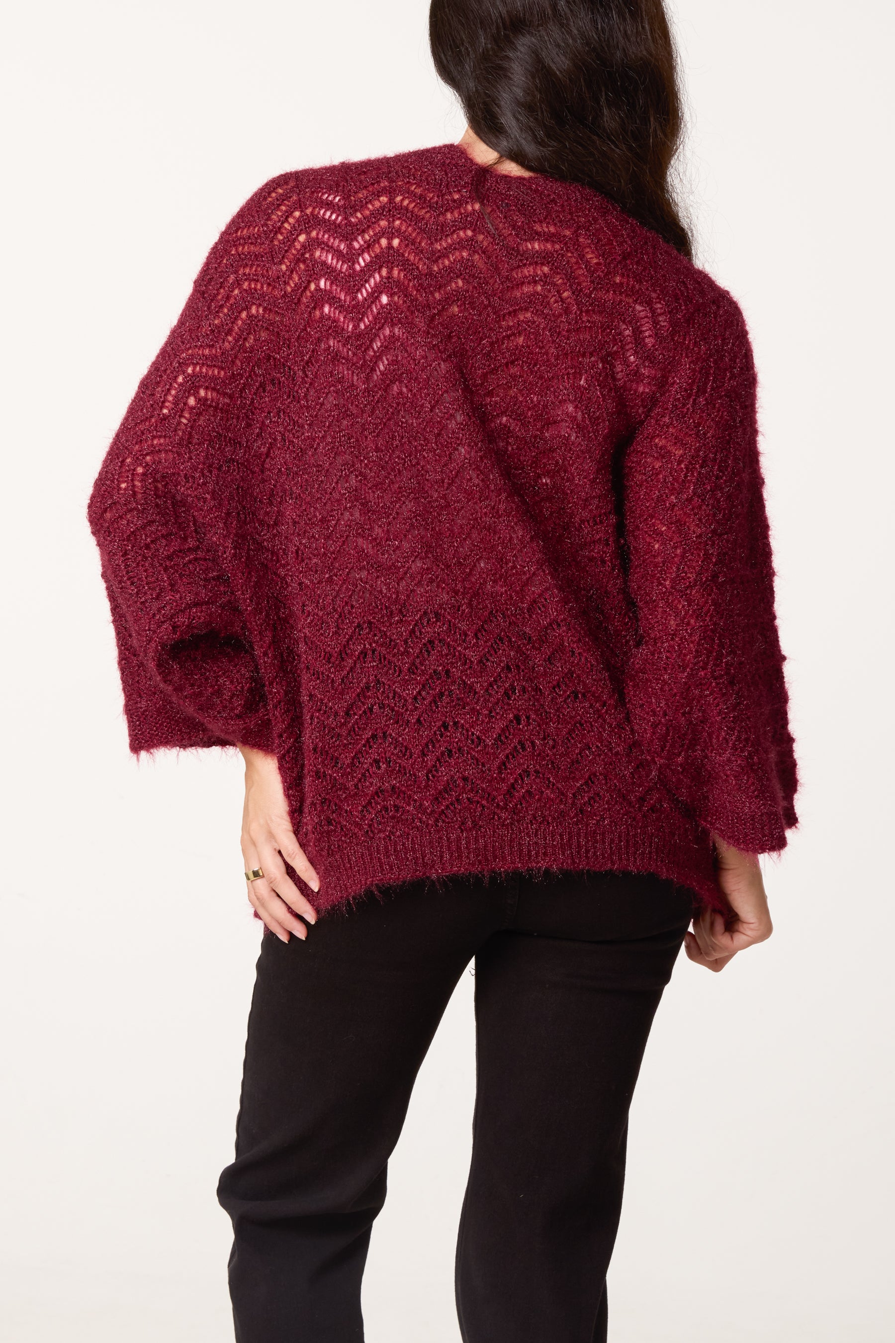 Knit ZigZag Patterned Cardigan
