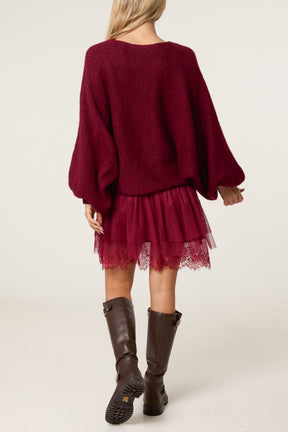 Layered Knit Jumper and Lace Mini Dress