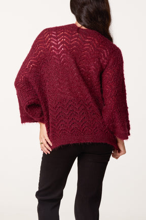 Knit ZigZag Patterned Cardigan