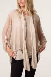Textured Mesh Tunic & Scarf Top