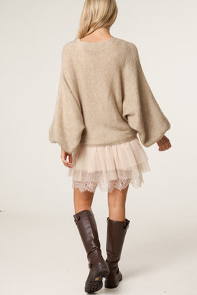 Layered Knit Jumper and Lace Mini Dress