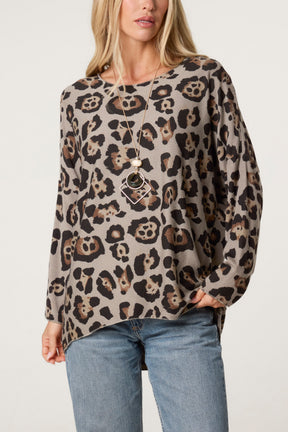 Leopard Round Neck Necklace Top