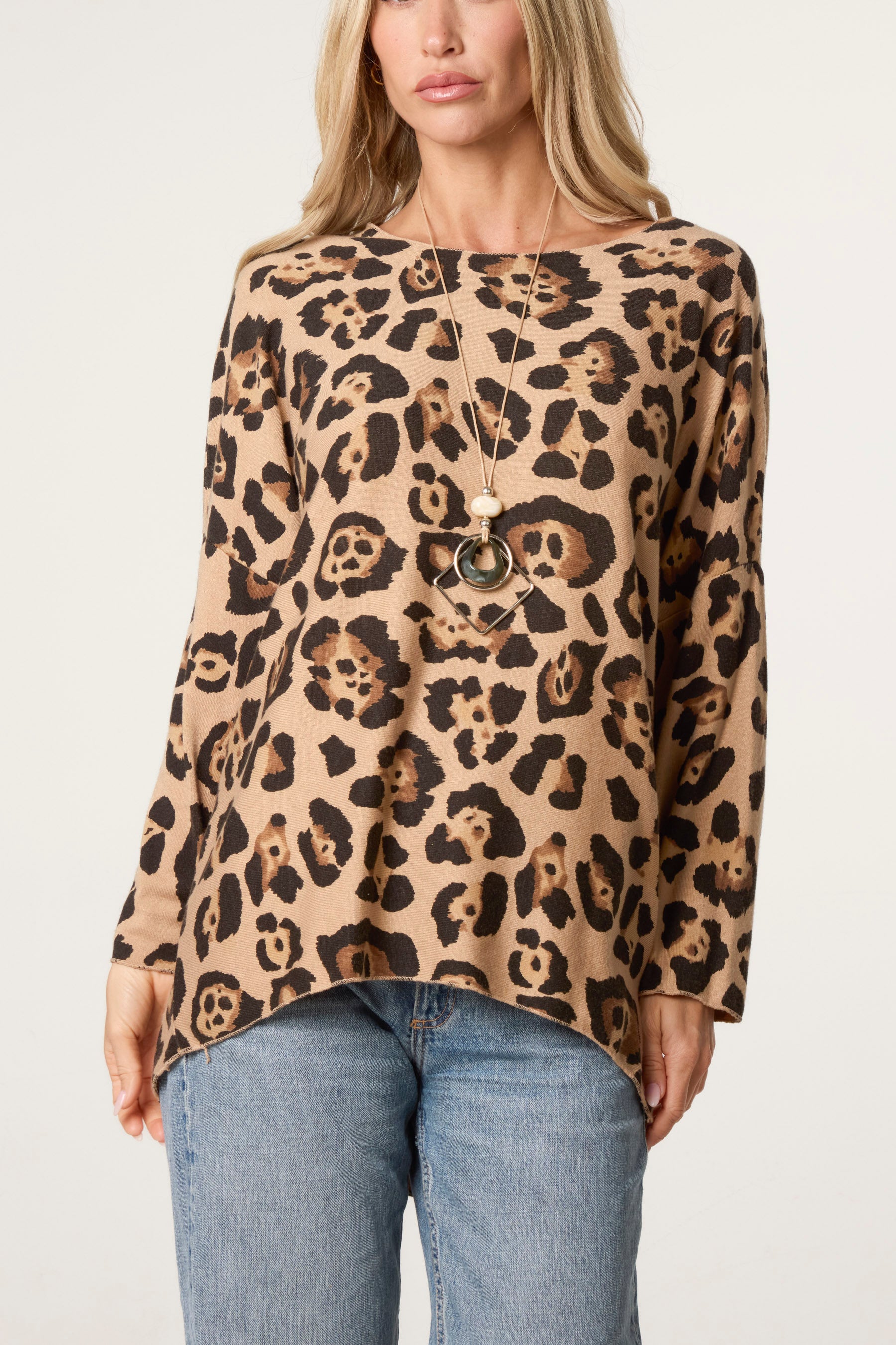 Leopard Round Neck Necklace Top