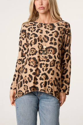 Leopard Round Neck Necklace Top