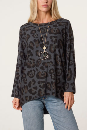 Leopard Round Neck Necklace Top