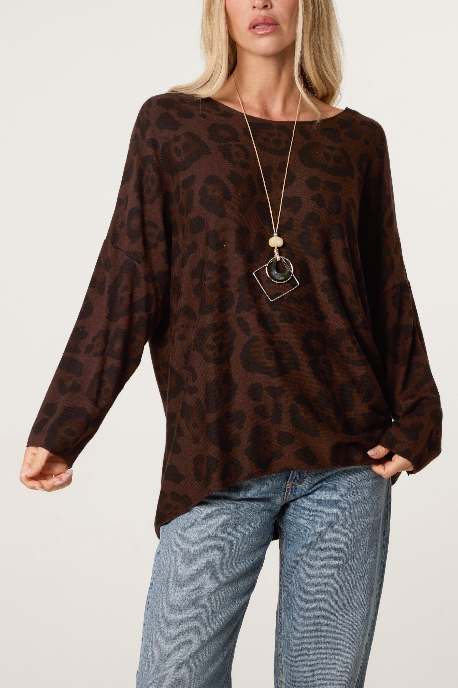 Leopard Round Neck Necklace Top