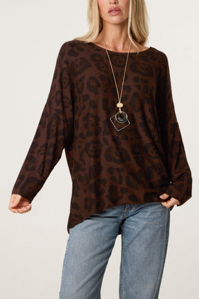 Leopard Round Neck Necklace Top