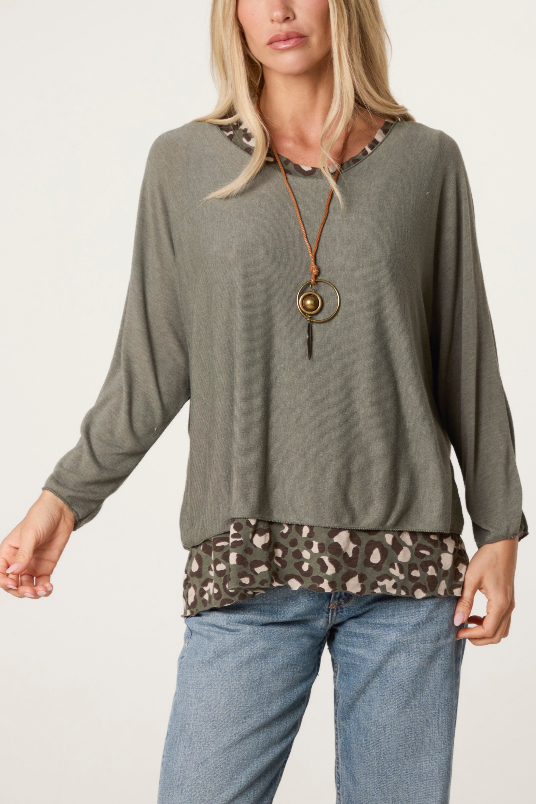 Leopard Double Layer Necklace Top