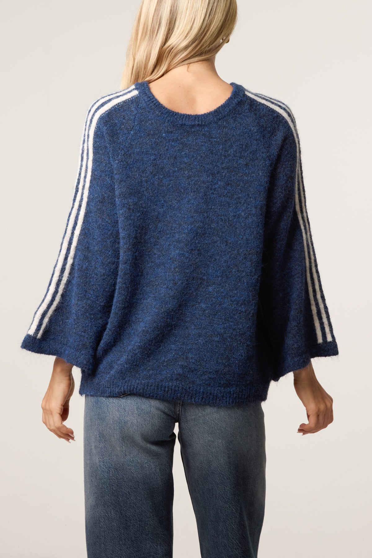 Striped Sleeve Wool Blend Knit Jumper