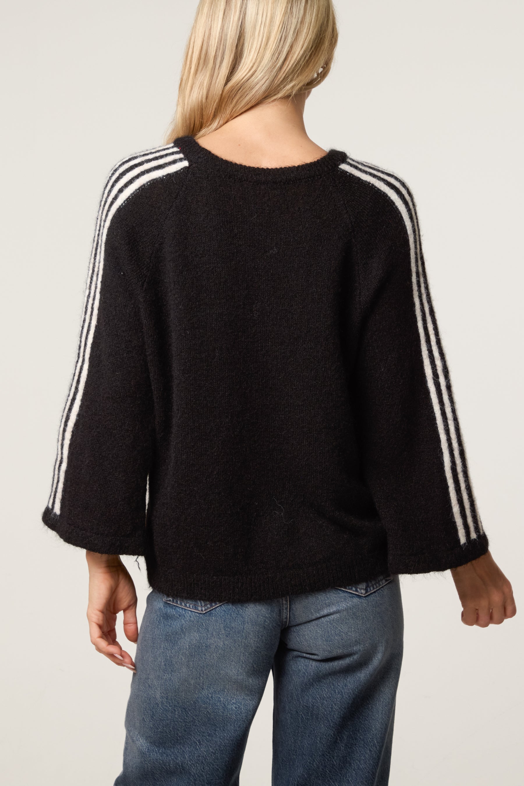 Striped Sleeve Wool Blend Knit Jumper