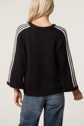 Striped Sleeve Wool Blend Knit Jumper