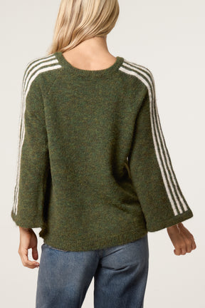 Striped Sleeve Wool Blend Knit Jumper