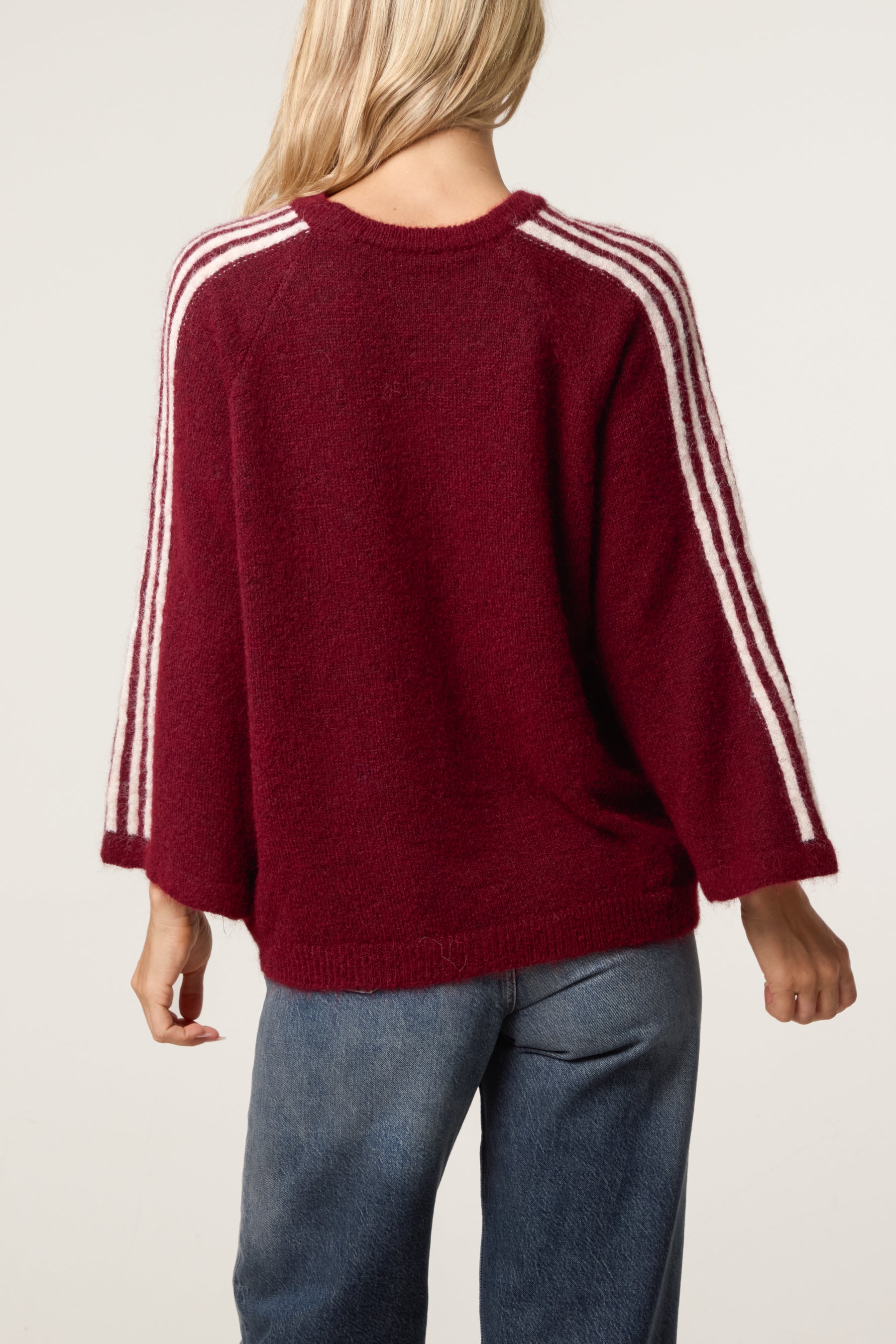 Striped Sleeve Wool Blend Knit Jumper