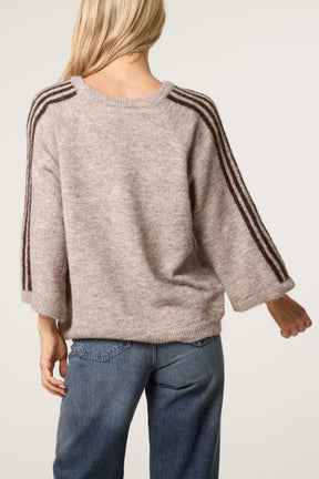 Striped Sleeve Wool Blend Knit Jumper