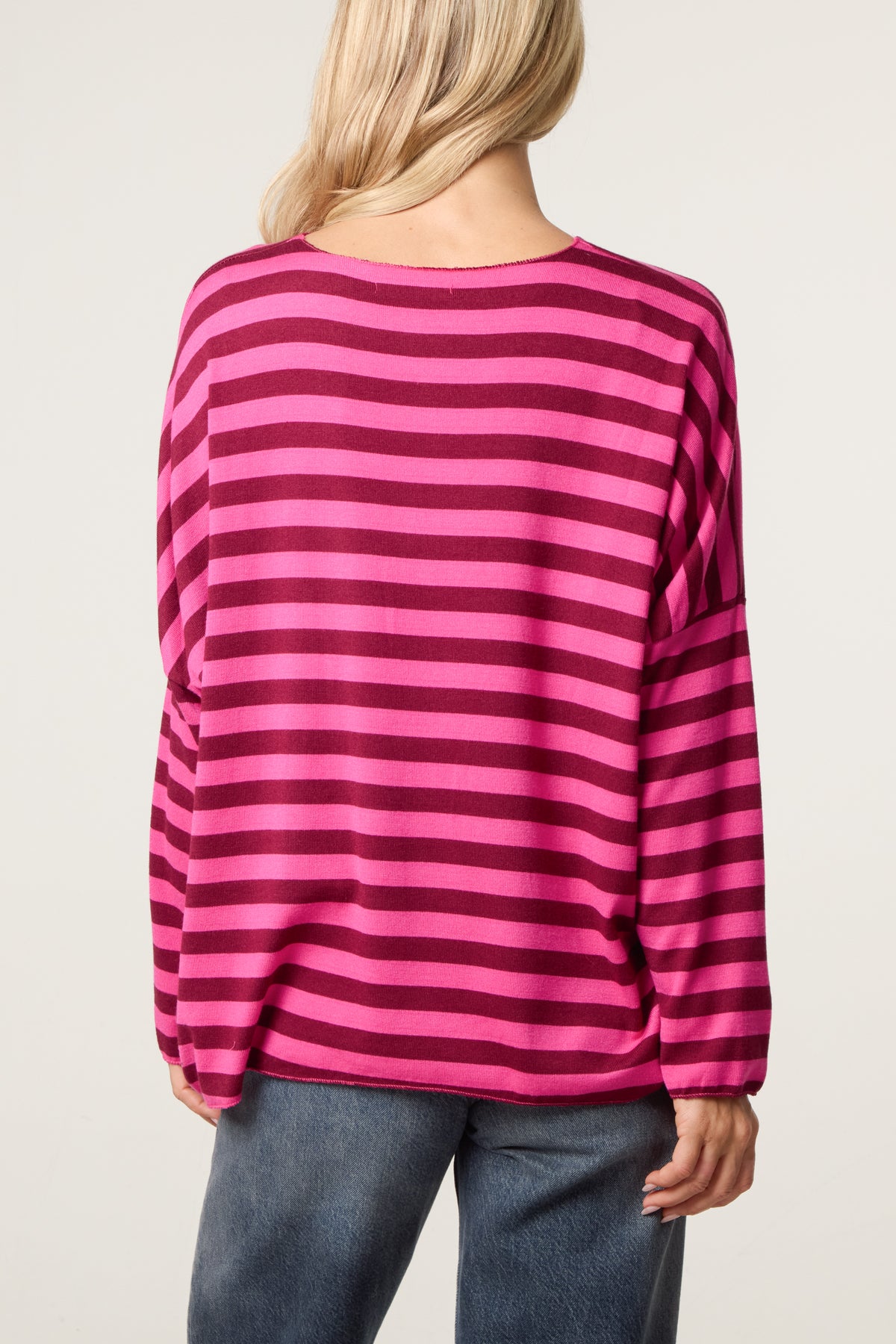 Striped Long-Sleeve Loose Fit Knit Top