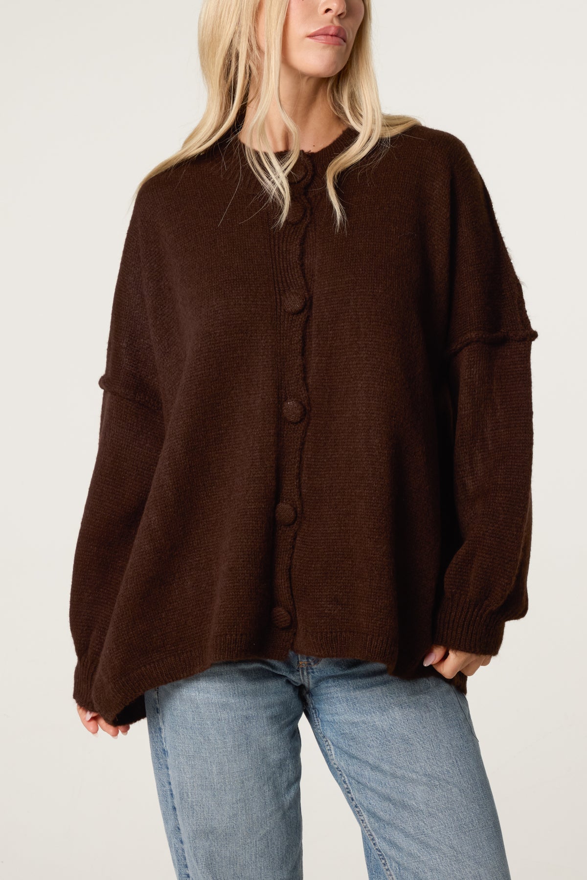 Oversized Drop Shoulder Knit Cardigan