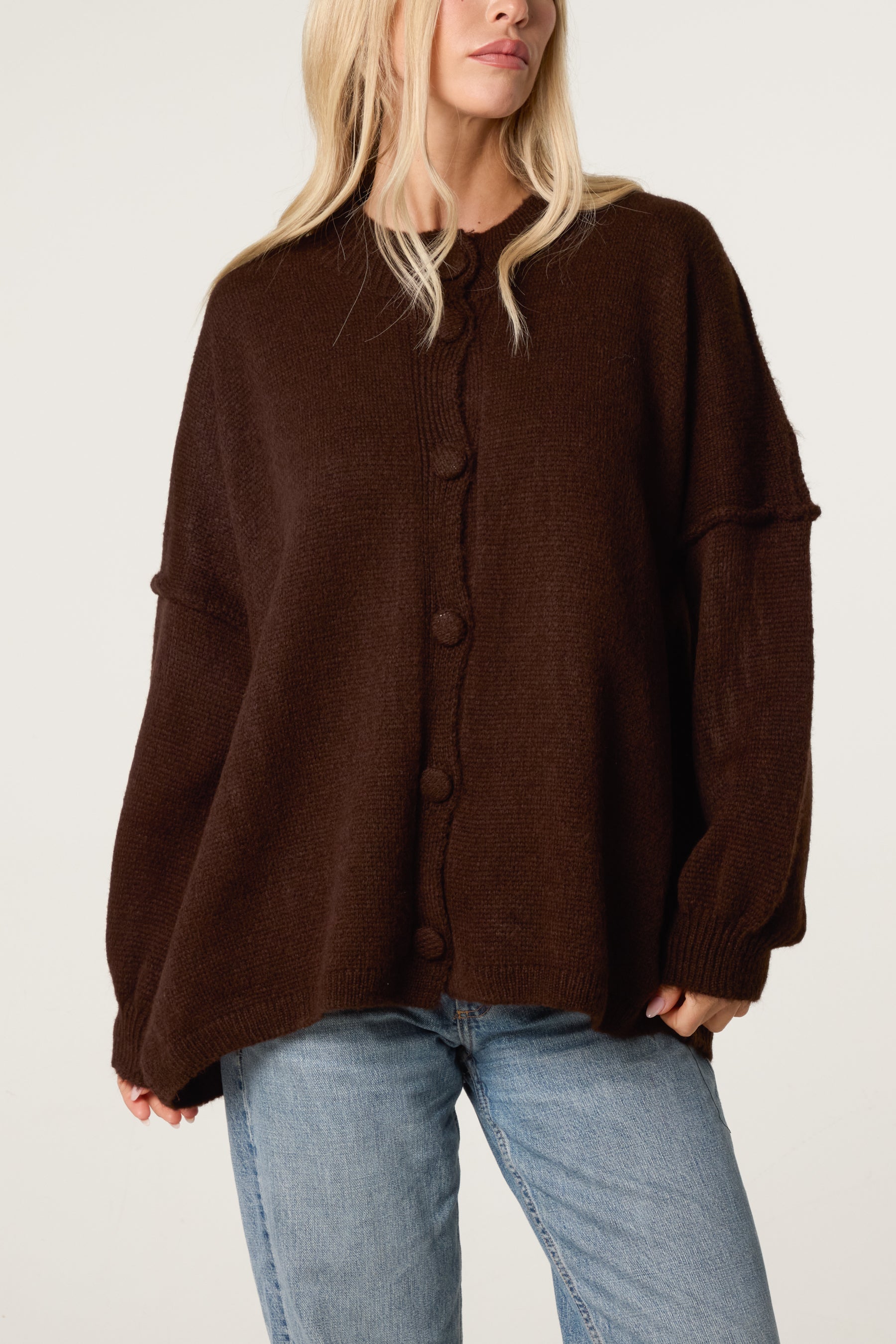 Oversized Drop Shoulder Knit Cardigan