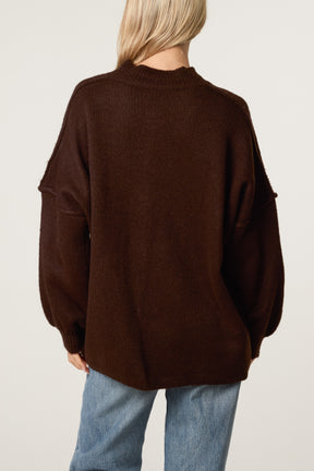 Oversized Drop Shoulder Knit Cardigan