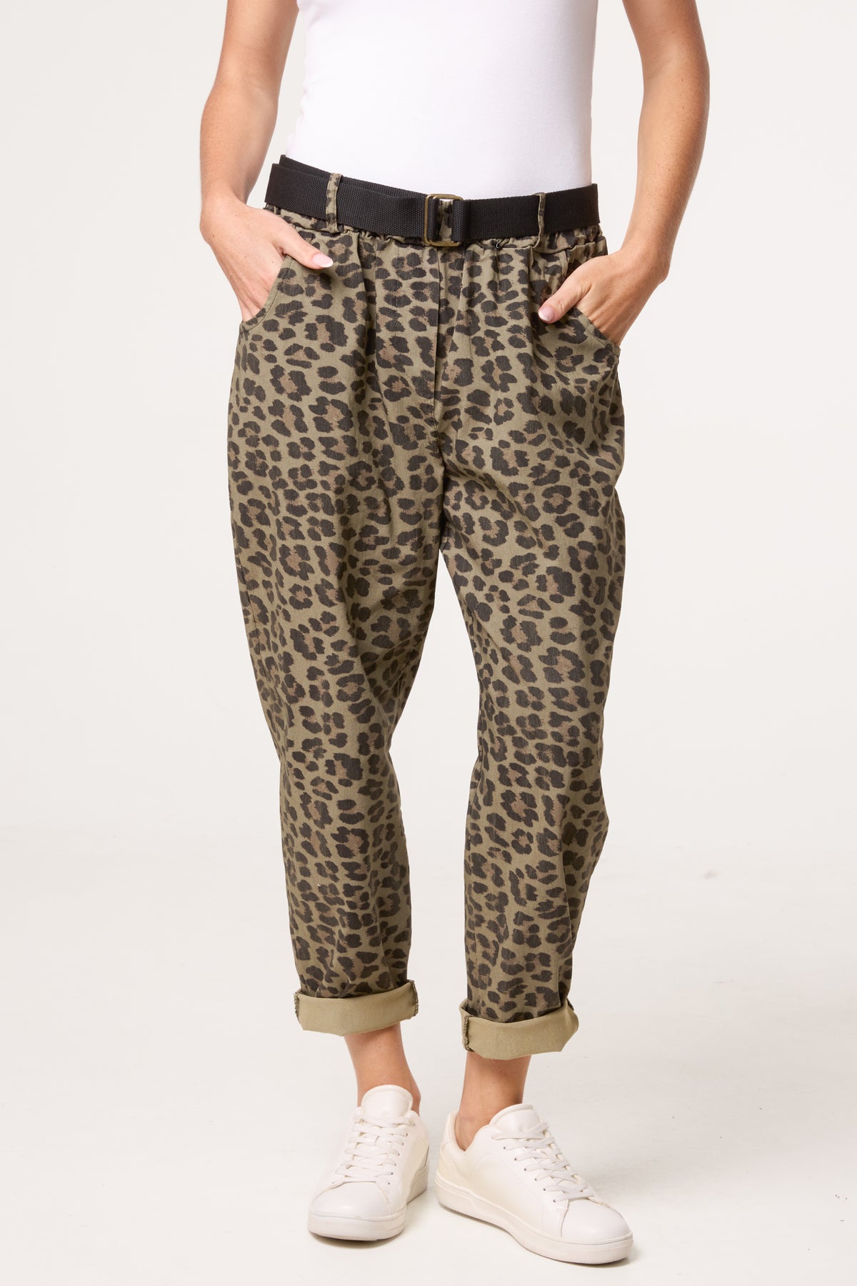 Belted Leopard Trousers