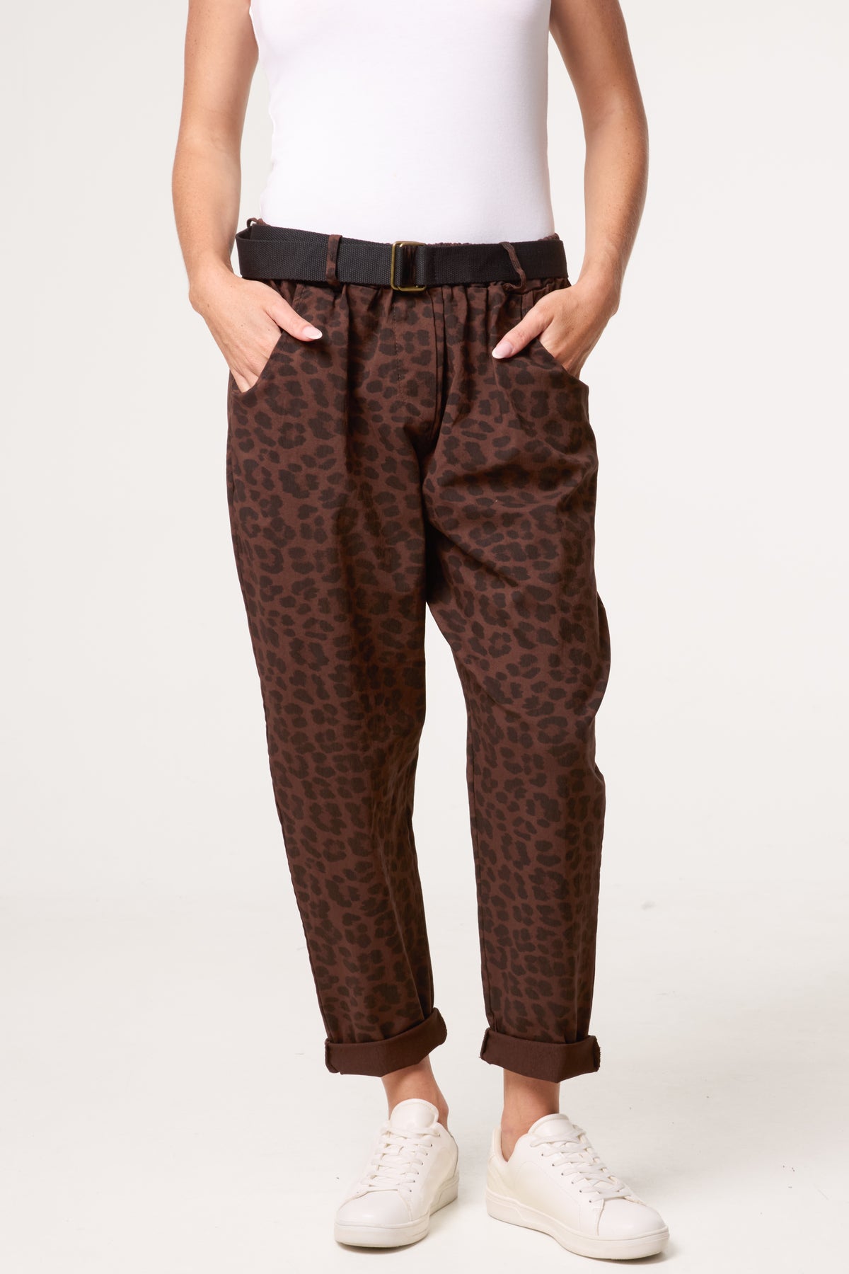 Belted Leopard Trousers