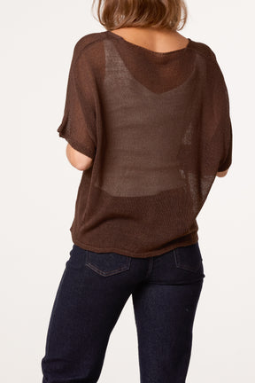 Fine Knit V-neck Short Sleeve Cardigan
