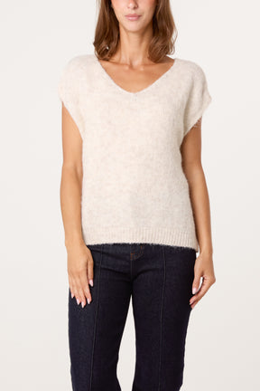 Fluffly Knitted V-Neck Vest