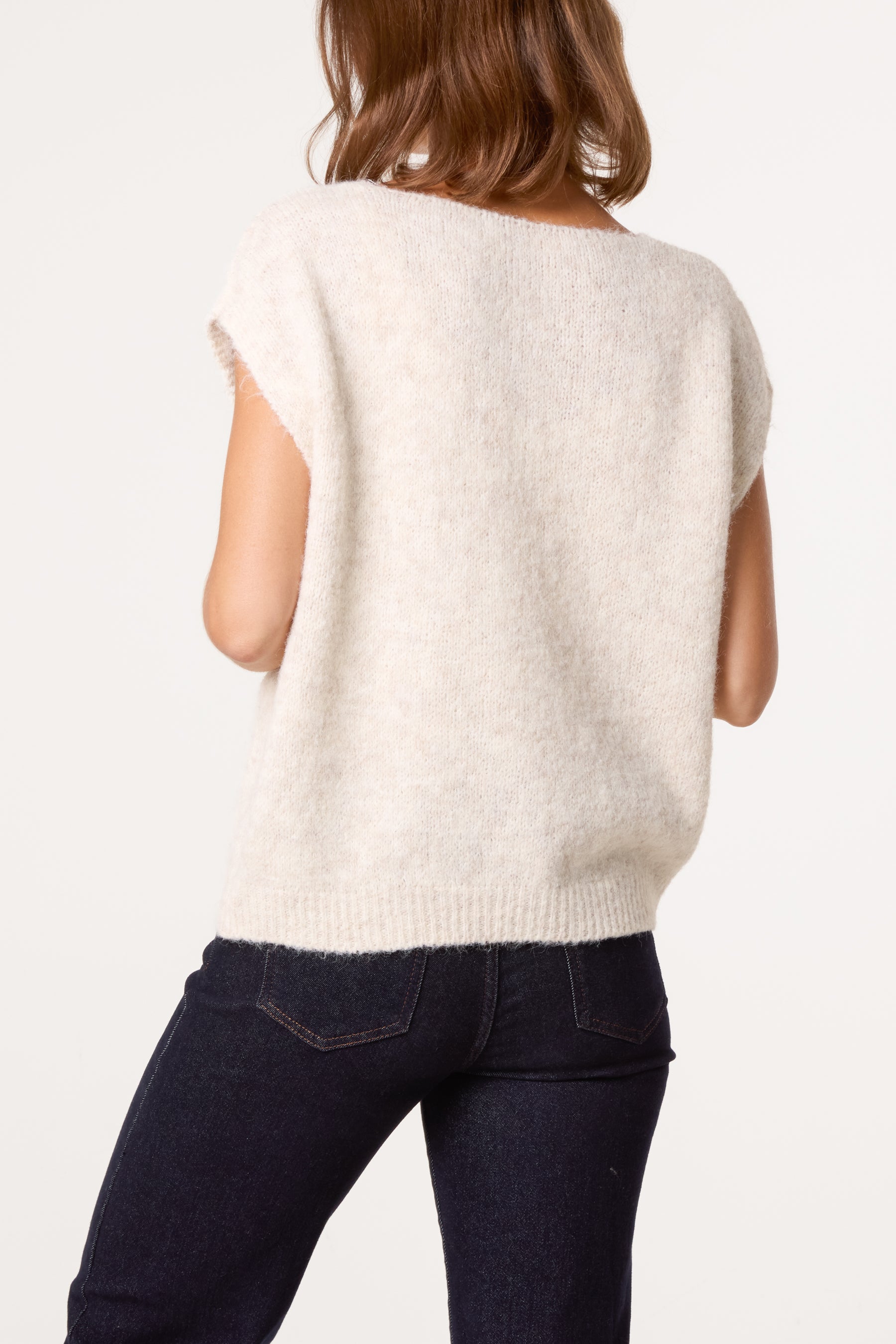 Fluffly Knitted V-Neck Vest