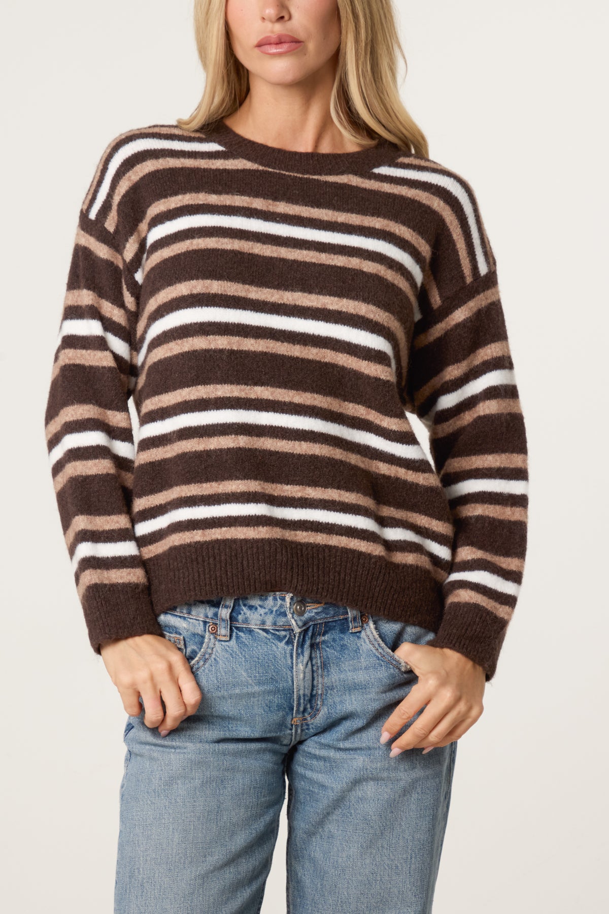 Round Neck Striped Knit Jumper
