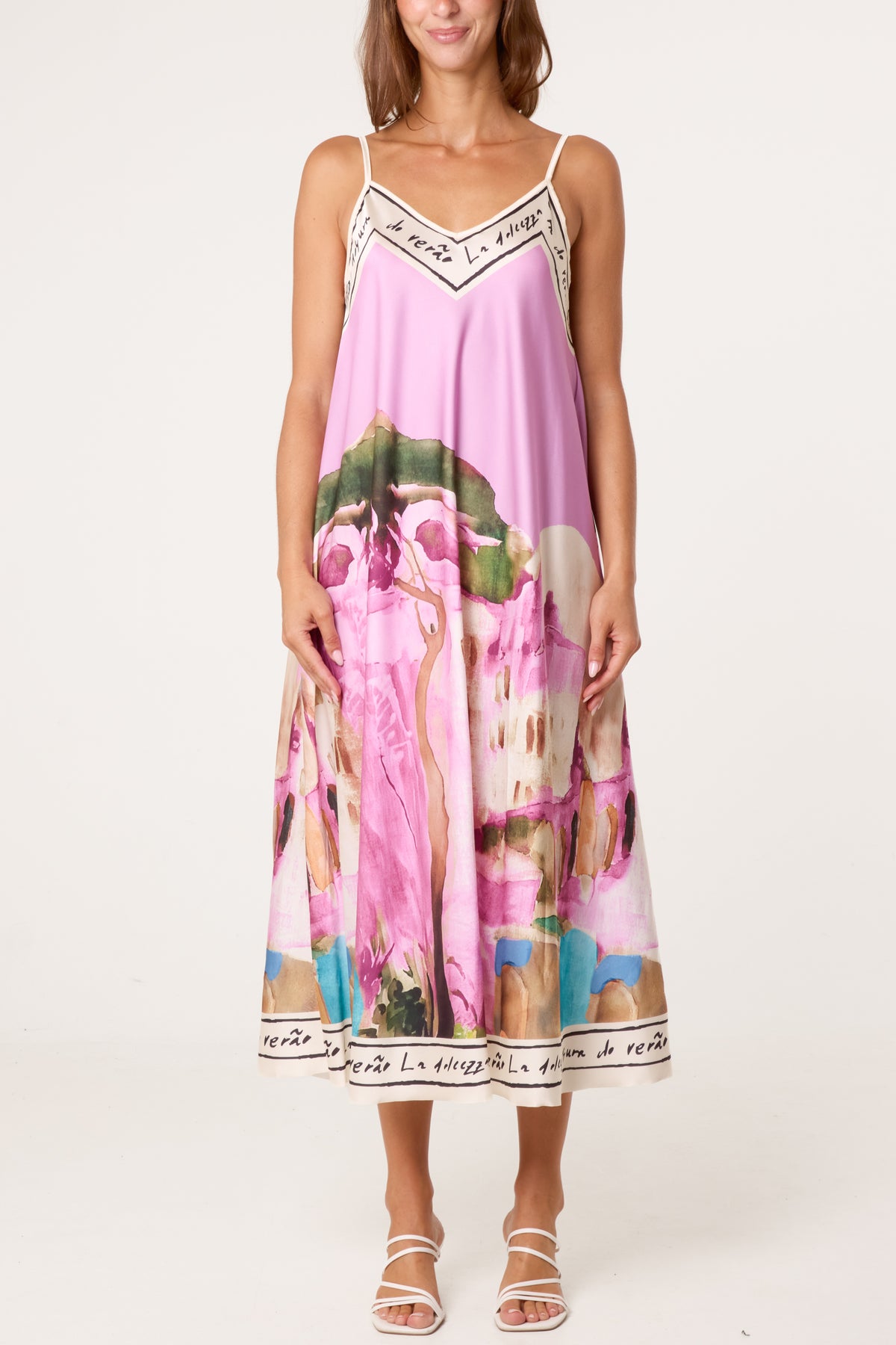 Cami Border Print Swing Dress