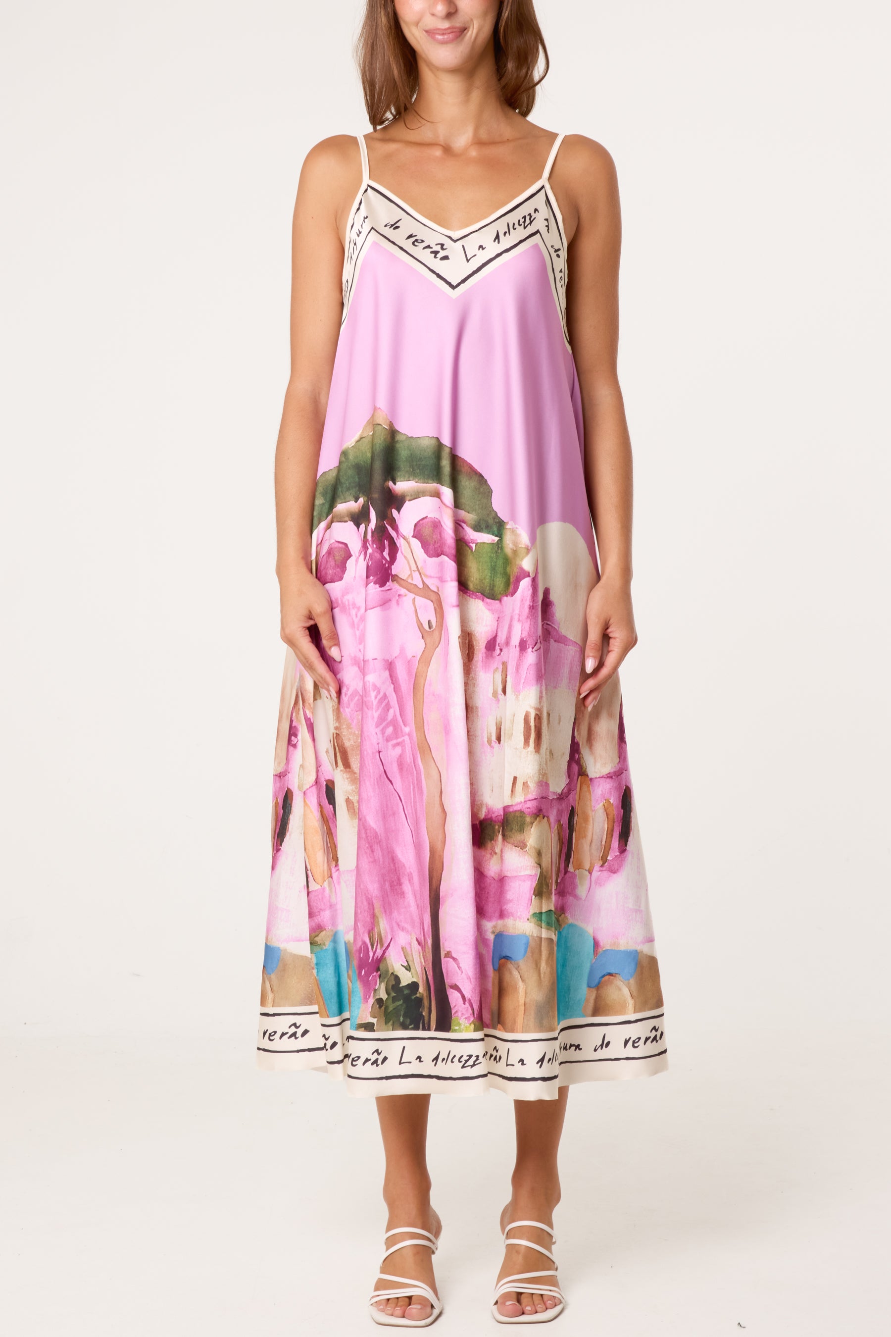 Cami Border Print Swing Dress