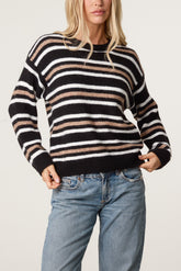 Round Neck Striped Knit Jumper