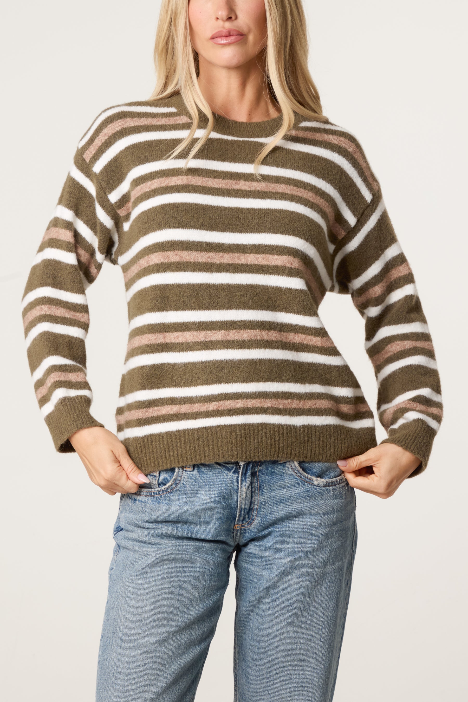 Round Neck Striped Knit Jumper