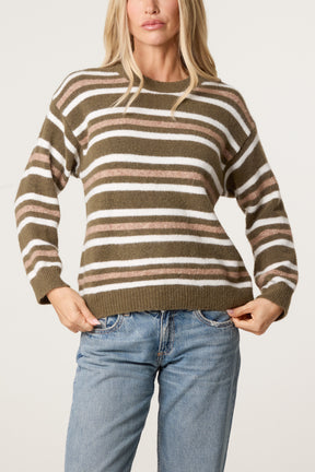 Round Neck Striped Knit Jumper