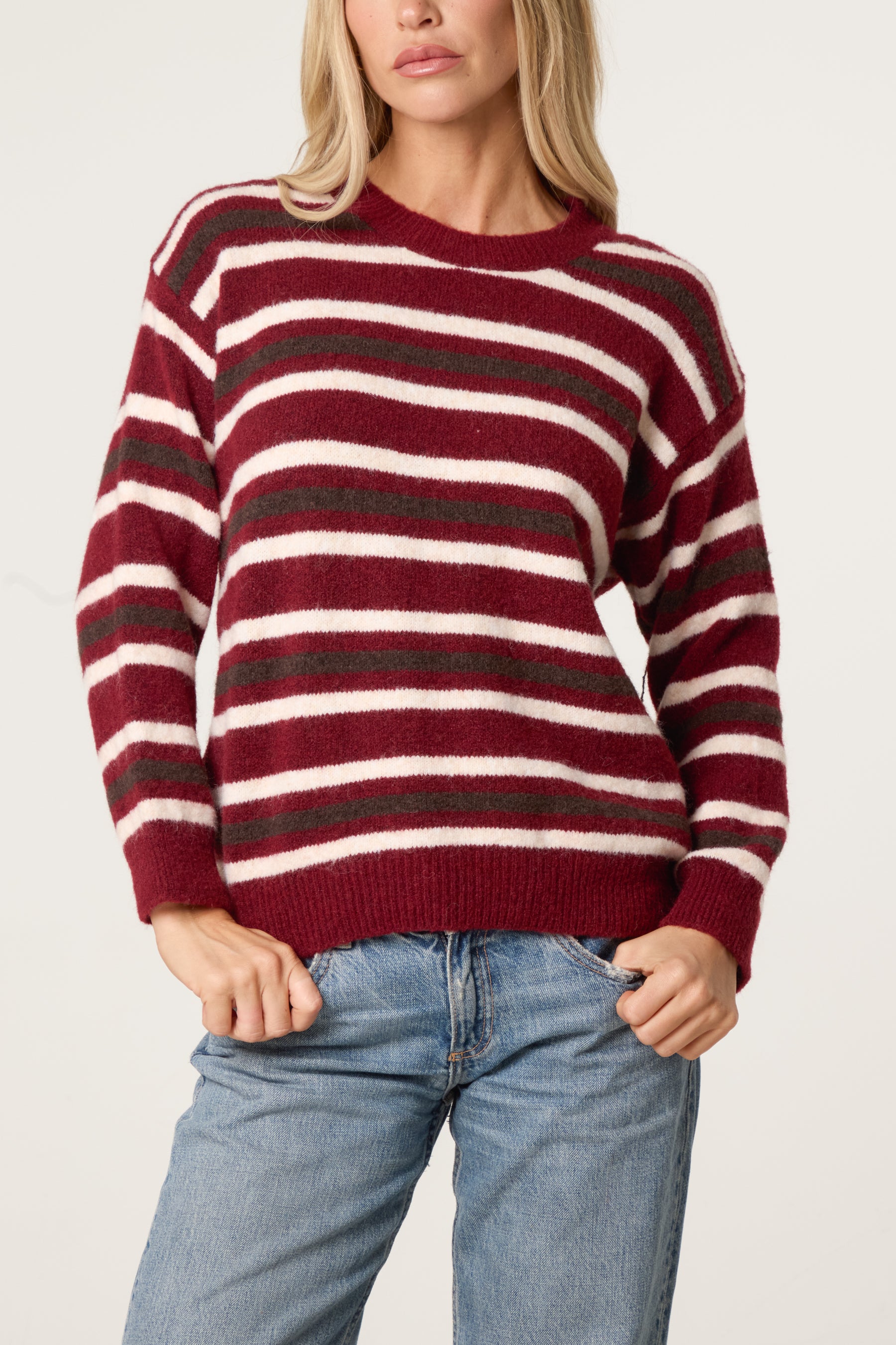 Round Neck Striped Knit Jumper
