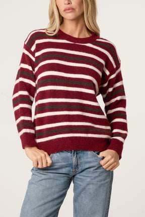 Round Neck Striped Knit Jumper