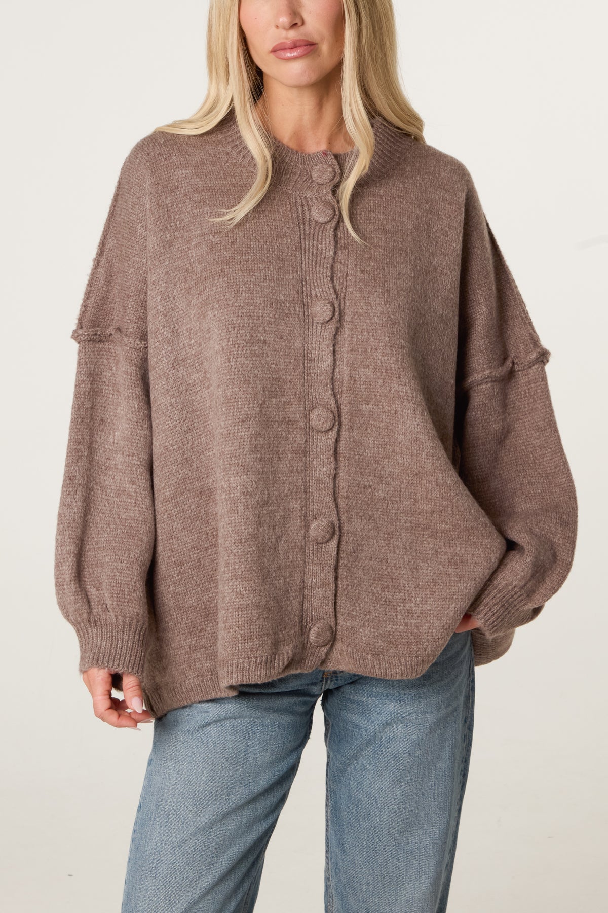 Oversized Drop Shoulder Knit Cardigan