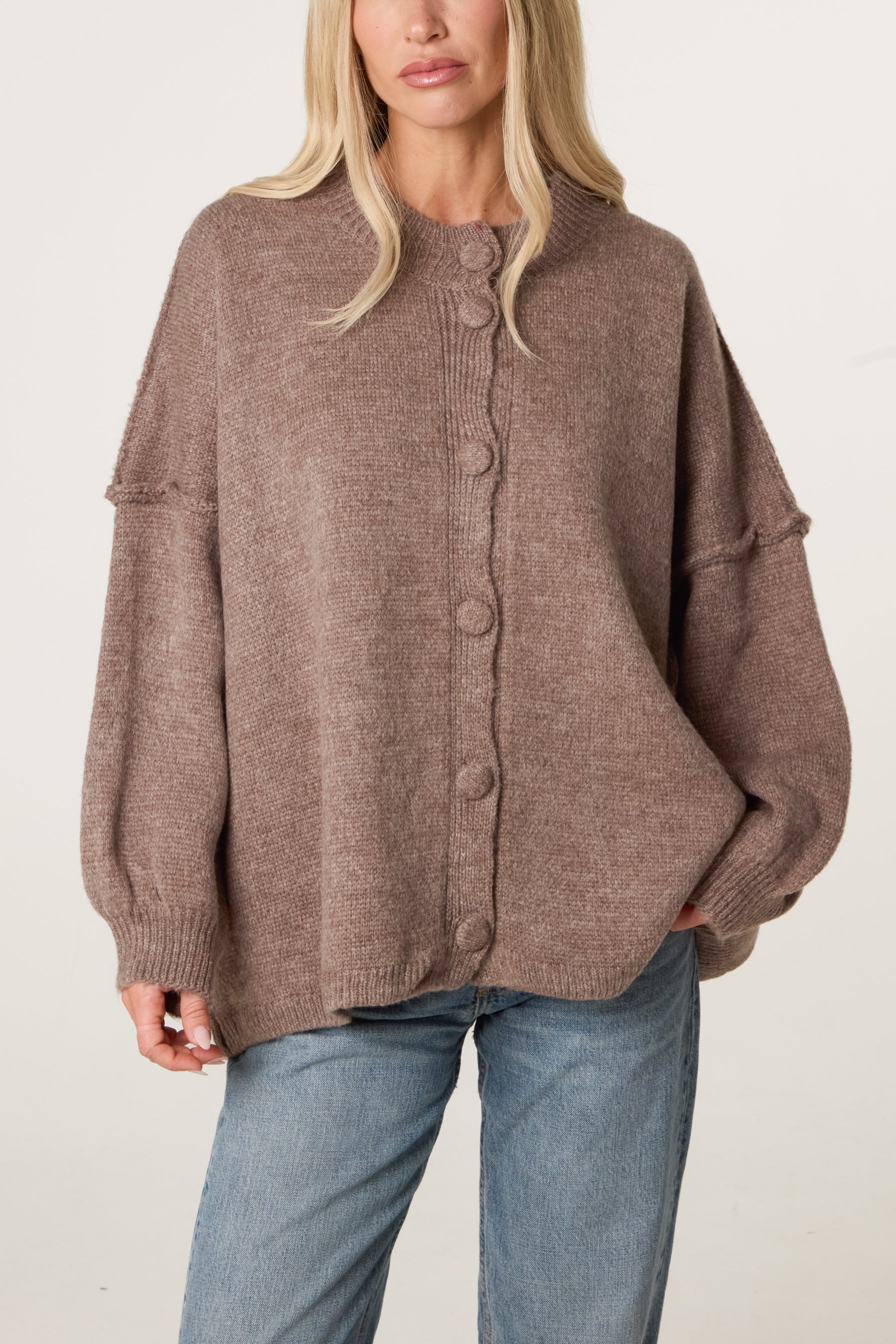 Oversized Drop Shoulder Knit Cardigan