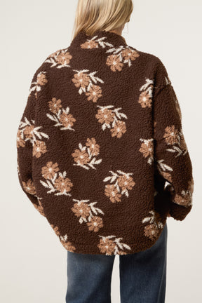 Floral Teddy Fleece Zip-Up Jacket