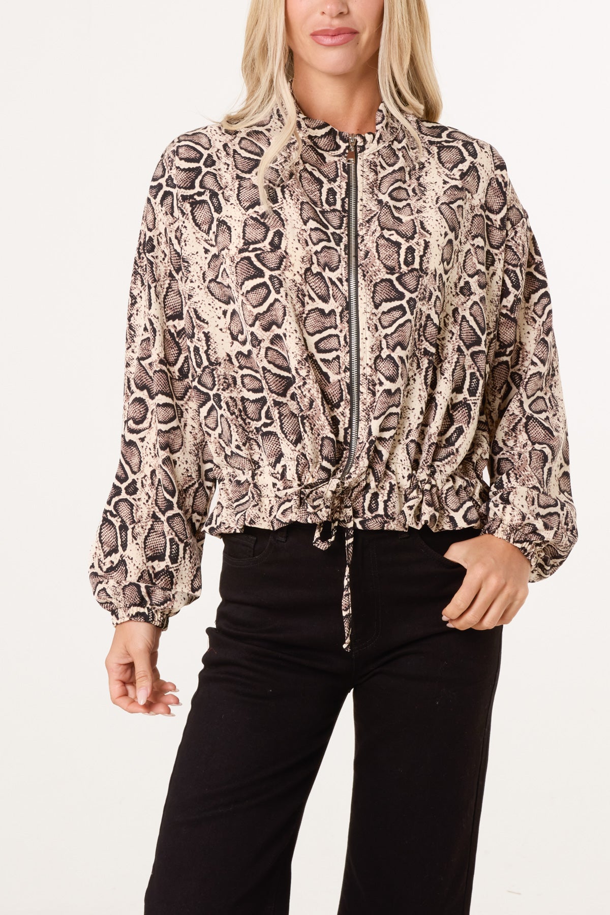 Zip Through Snake Print Jacket
