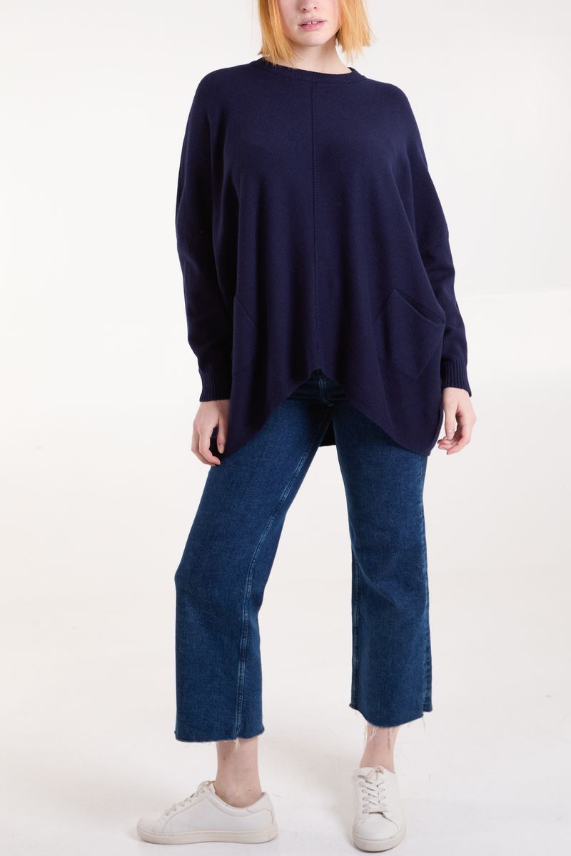 Round Neck Pocket Seam Jumper