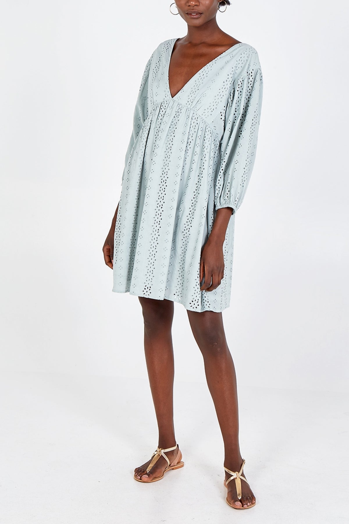 Mint Plunge Babydoll Mini Dress