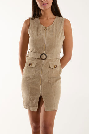 Babycord Zip Through Cargo Dress